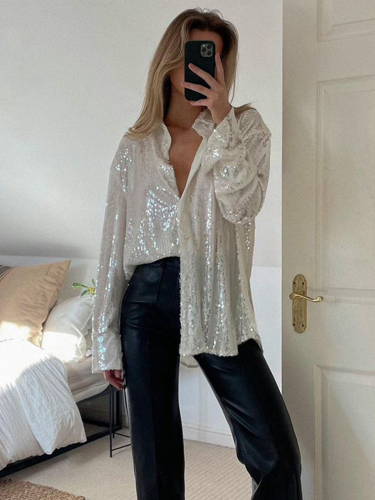Valenzora - Extra-large glitter shirt for women