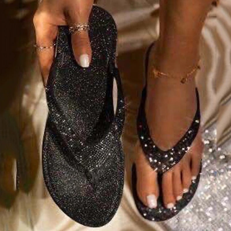 Valenzora | Luxurious Beach Flip Flops with Rhinestone Details for Women
