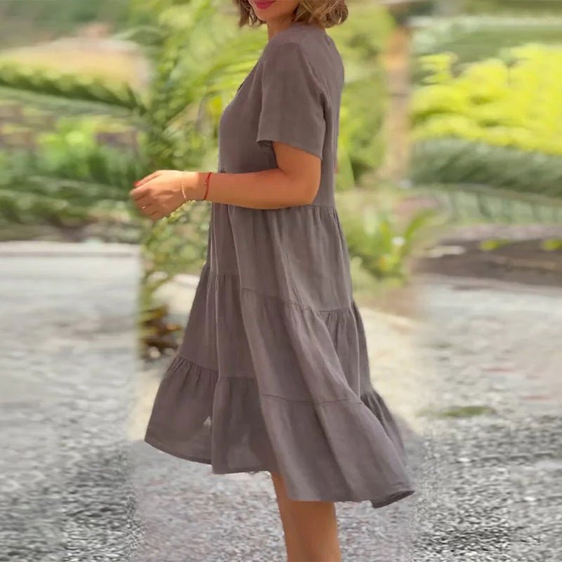 Valenzora | Elegantes Leinenkleid mit V-Ausschnitt für Damen