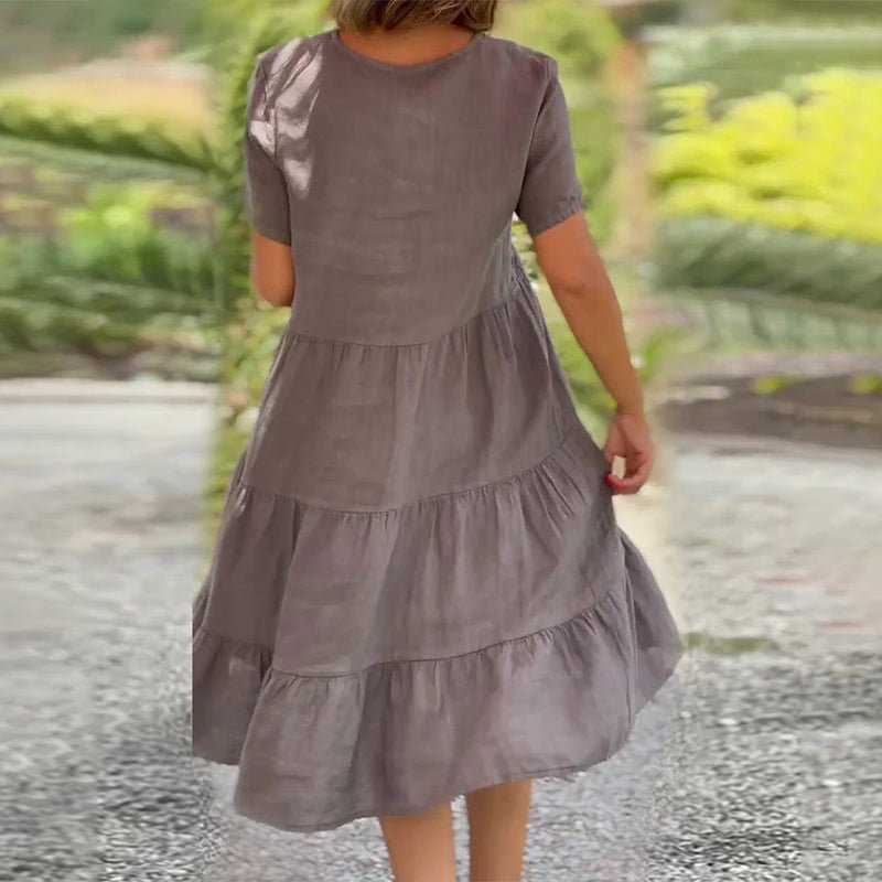 Valenzora | V-neck linen dress for women