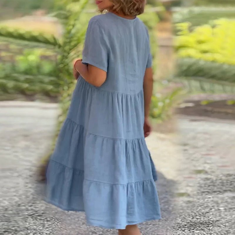 Valenzora | Elegantes Leinenkleid mit V-Ausschnitt für Damen
