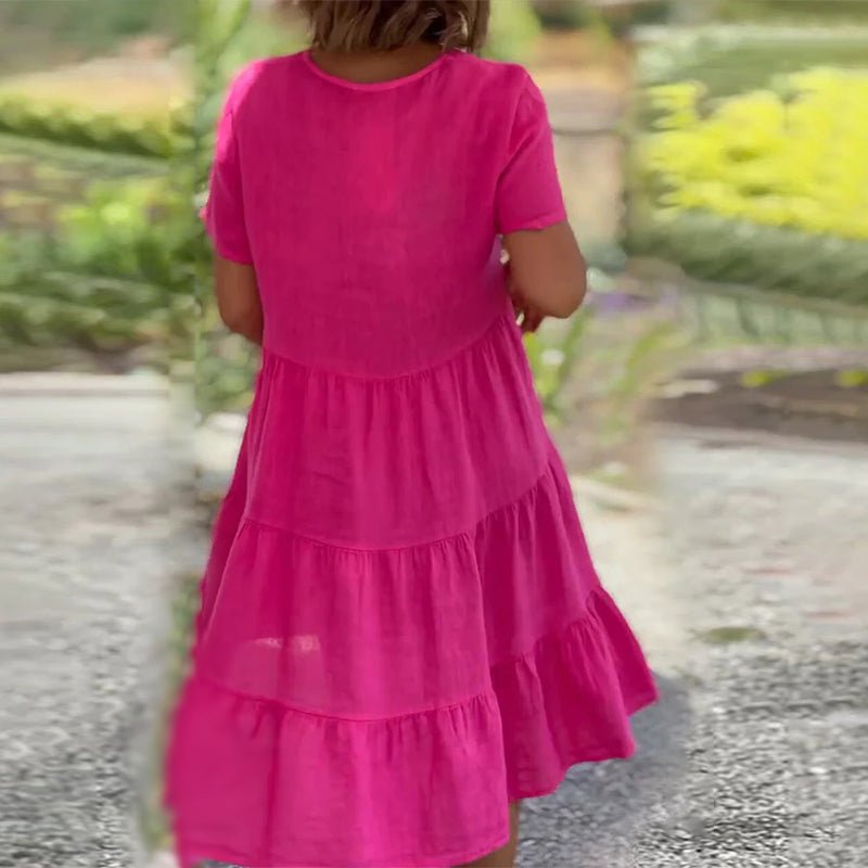 Valenzora | Elegantes Leinenkleid mit V-Ausschnitt für Damen