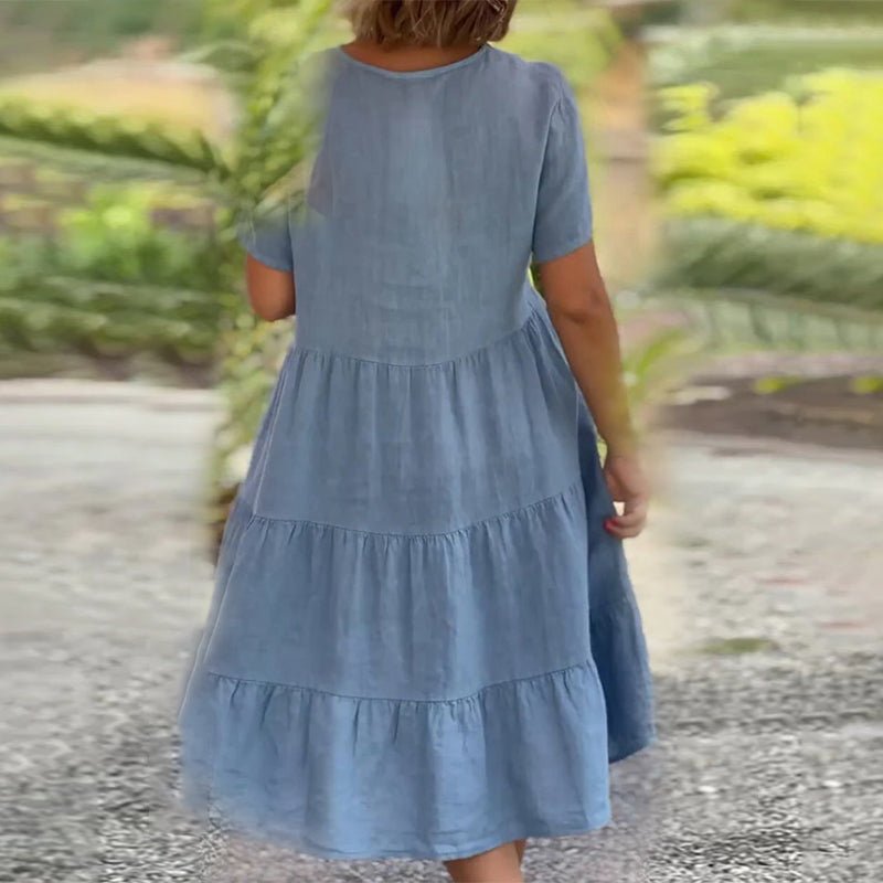 Valenzora | Elegantes Leinenkleid mit V-Ausschnitt für Damen