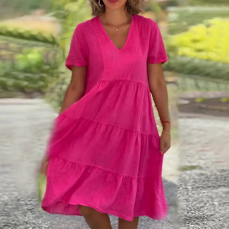 Valenzora | V-neck linen dress for women