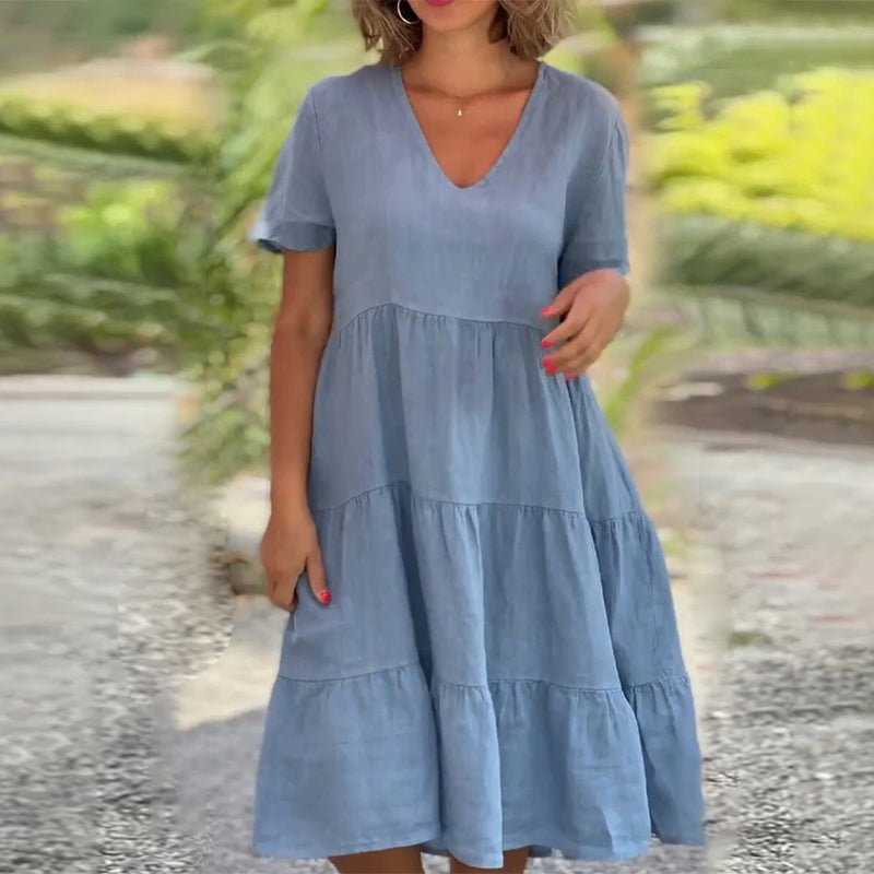 Valenzora | V-neck linen dress for women