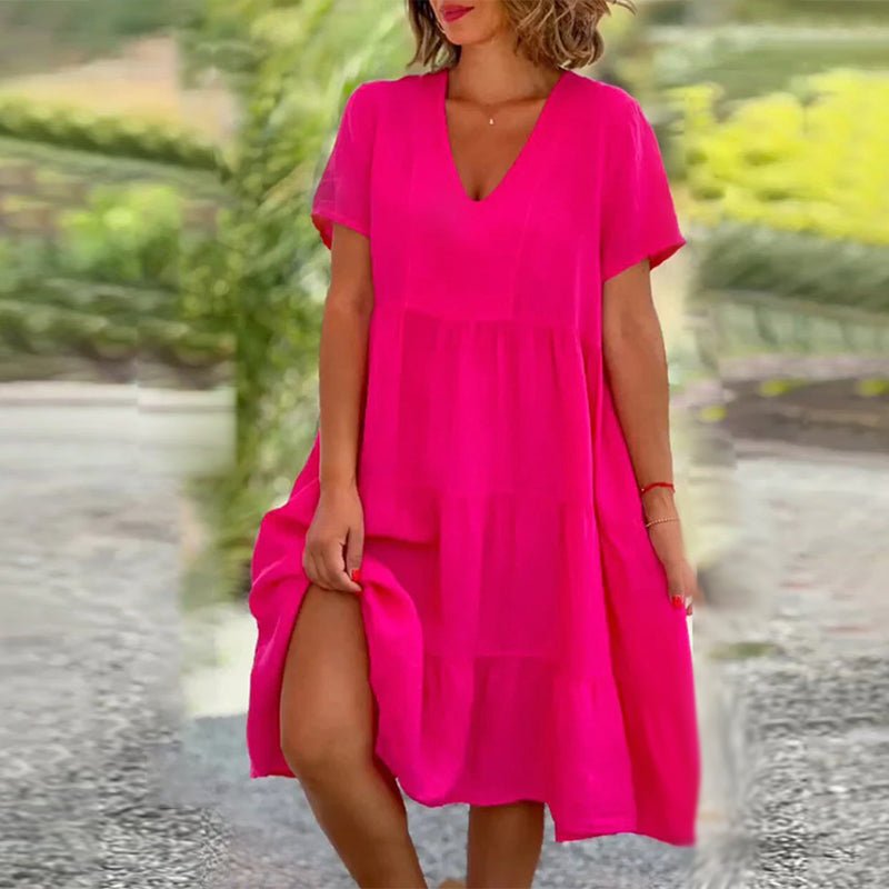Valenzora | V-neck linen dress for women