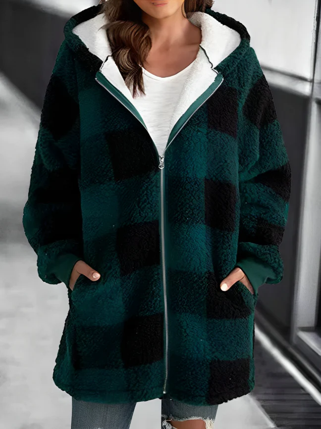 Valenzora | Checkered Hoodie Jacket for Women