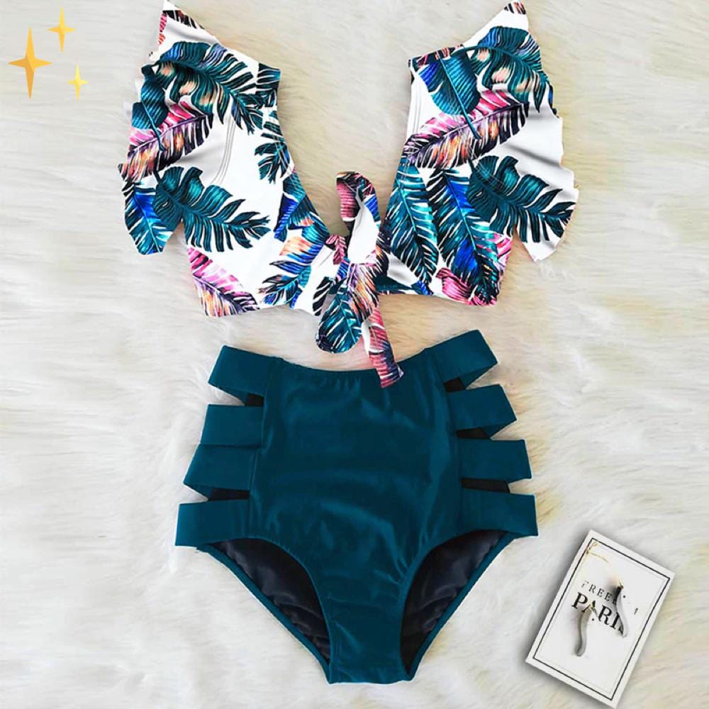 Valenzora | Bikini set featuring a high waist and a ruched top for a playful and seductive look.