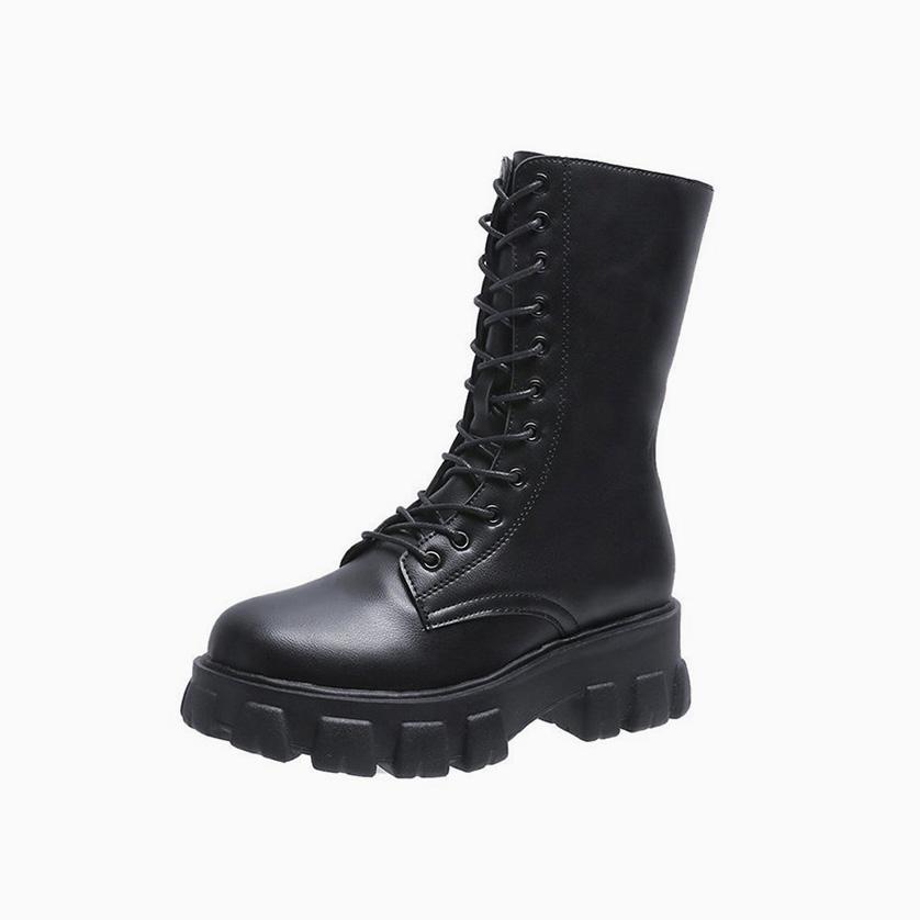 Valenzora | Modern lace-up, zip-up, side-mounted, profiled sole, chunky heel, calf-high boots