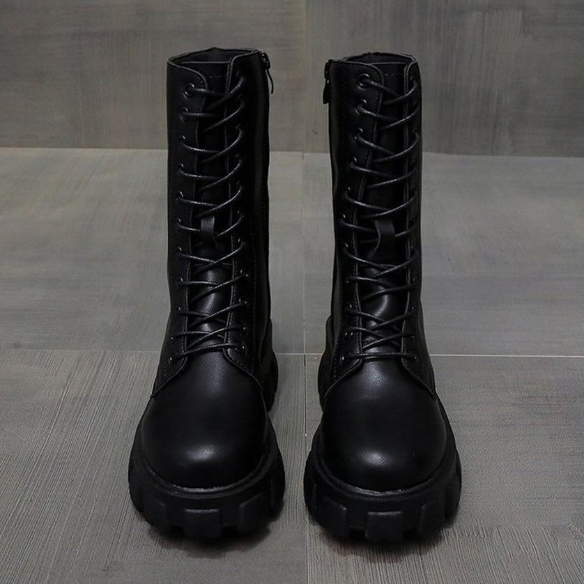 Valenzora | Modern lace-up, zip-up, side-mounted, profiled sole, chunky heel, calf-high boots