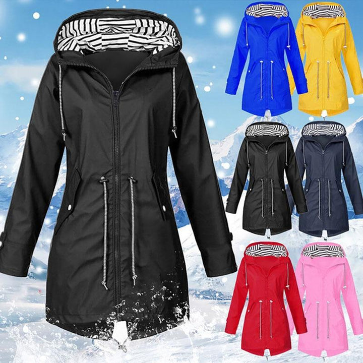 Valenzora Stylish Waterproof Outdoor Rain Jacket with Hood for Women | Classic Style & Ideal for Outdoor Activities