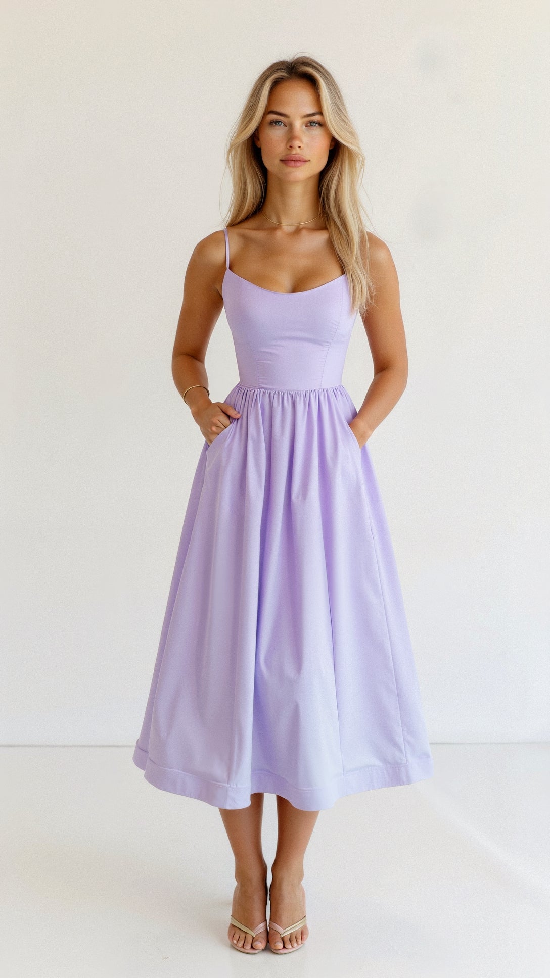 Valenzora | Elegant sleeveless midi dress for women