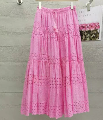 Valenzora | Long cotton tiered skirt