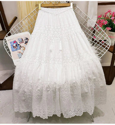 Valenzora | Long cotton tiered skirt