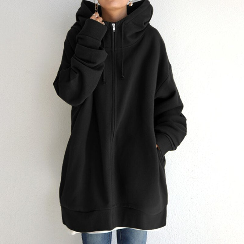 Valenzora | Cozy winter pullover hoodie in plus size