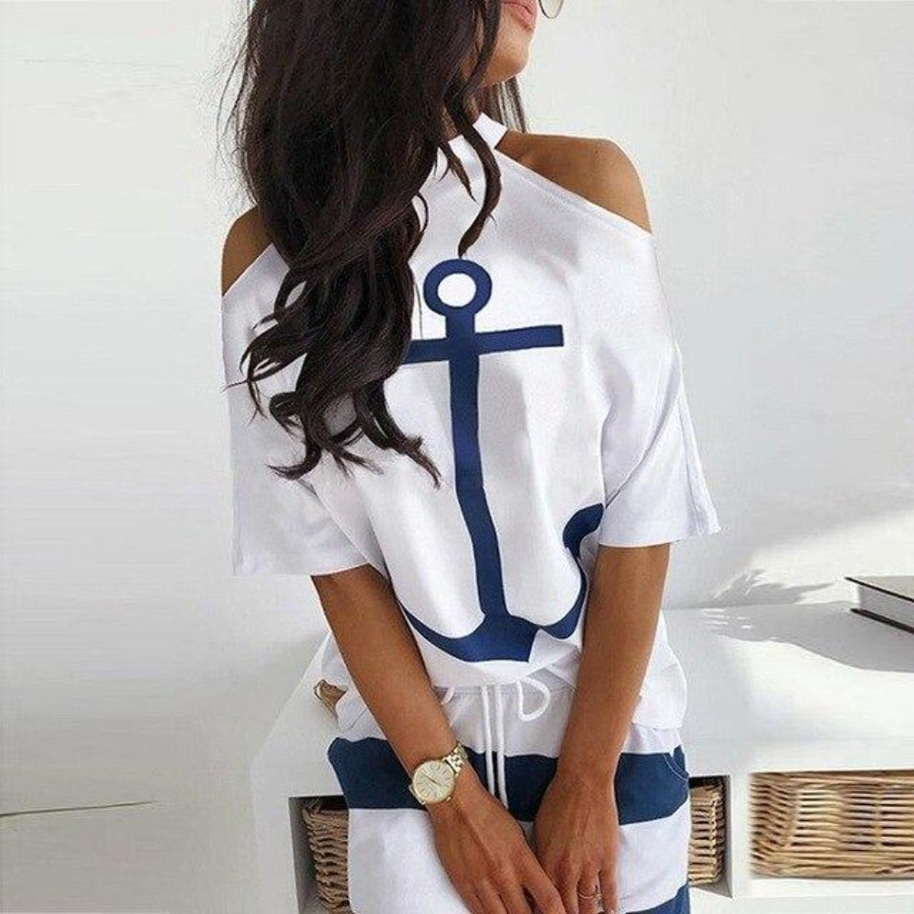 Valenzora | Off-Shoulder Top and Skirt Dress Batwing Sleeves
