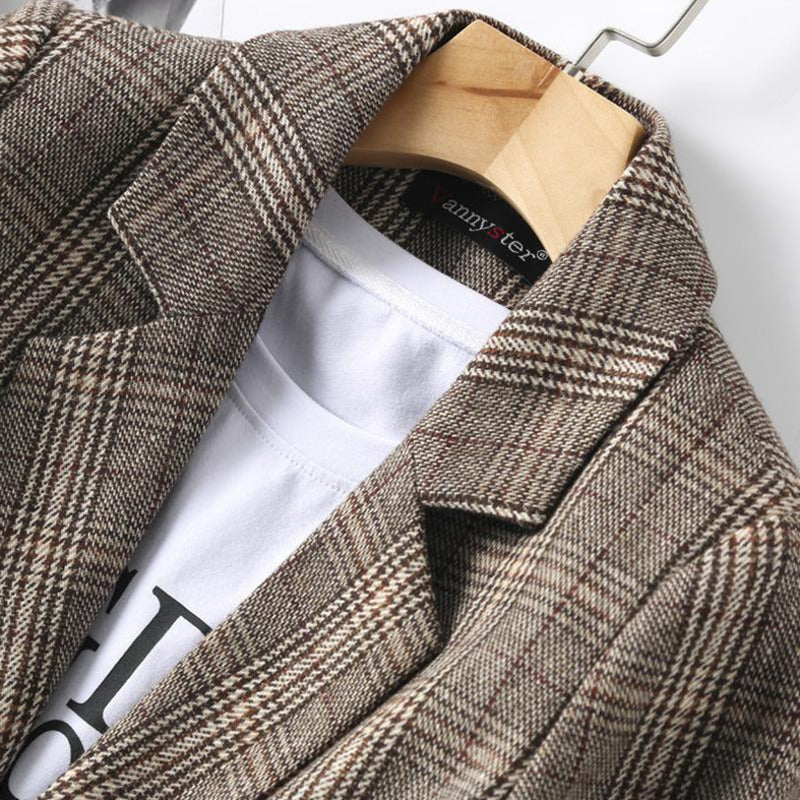 Valenzora | Women's Office Plaid Blazer Long Sleeve Casual Jacket
