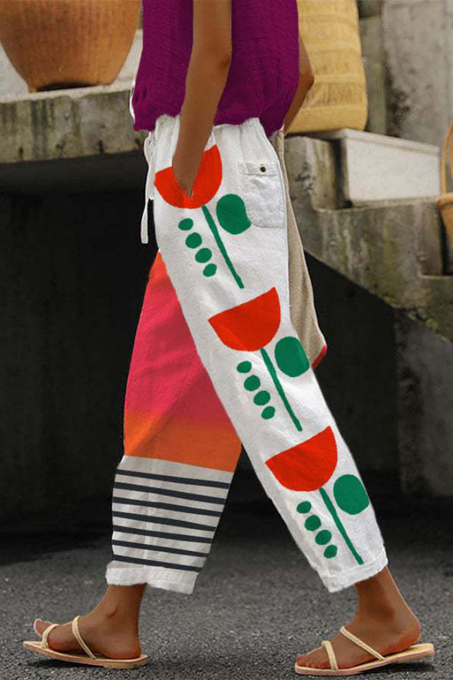 Valenzora | Lässig Unique Printed Button Pocket Pants