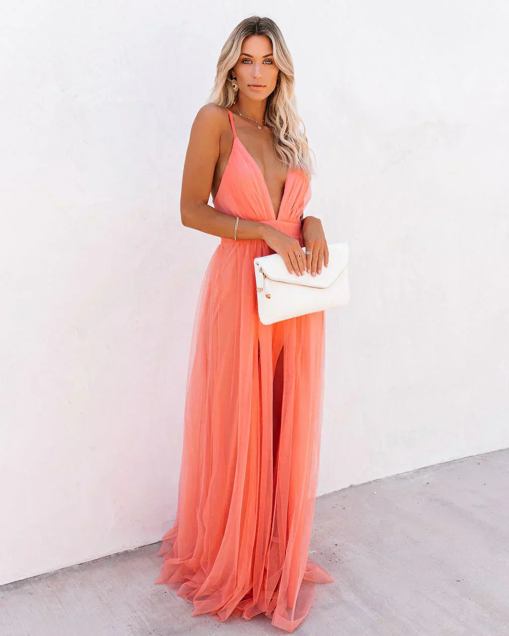 Valenzora | Elegantes orangefarbenes trägerloses Kleid für Damen
