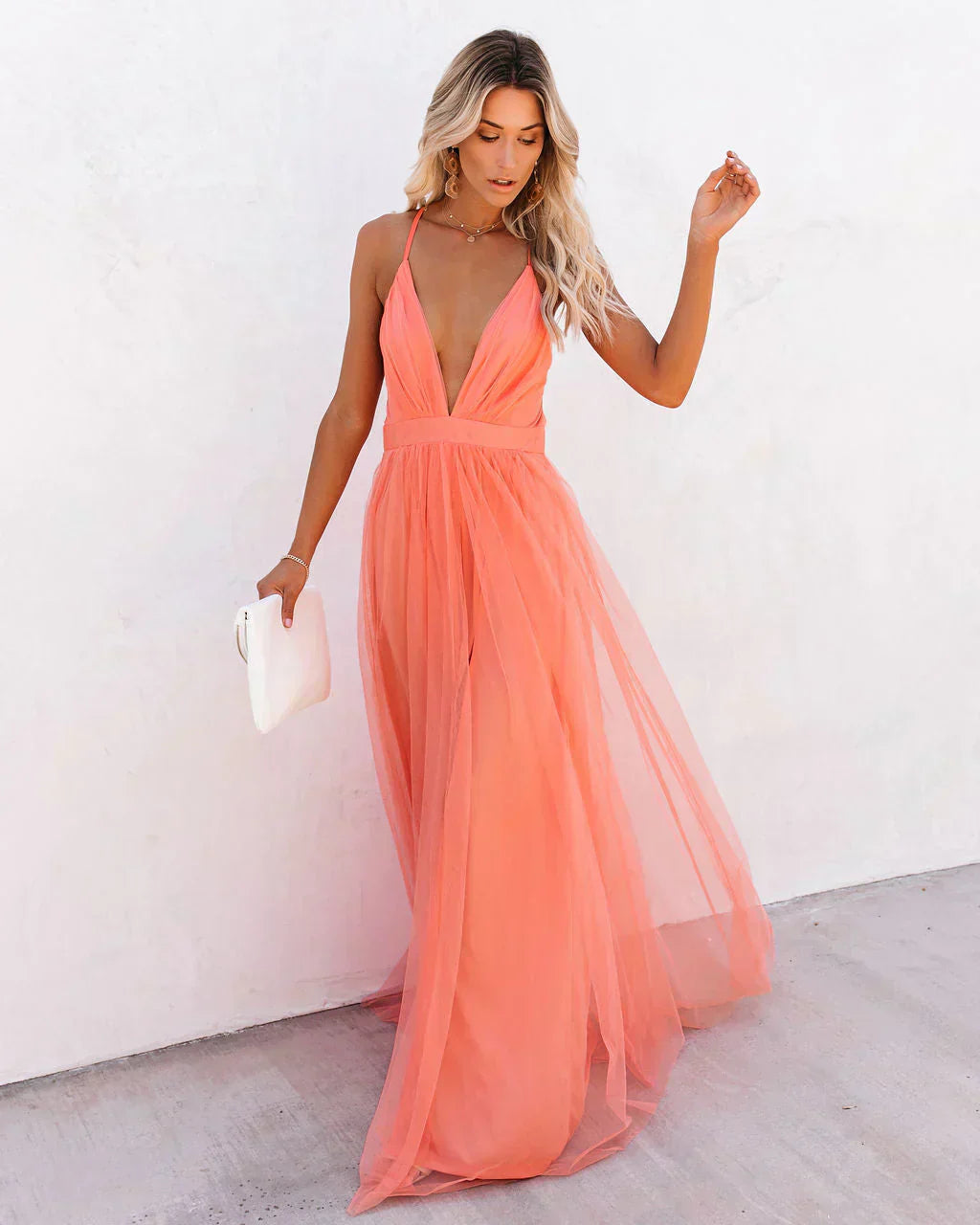 Valenzora | Elegantes orangefarbenes trägerloses Kleid für Damen