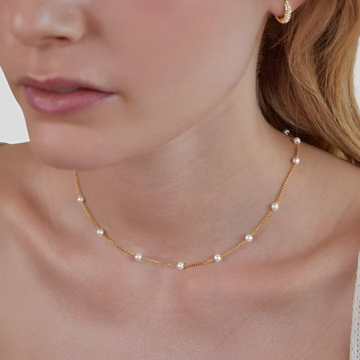 Valenzora | Elegant Golden Pearl Necklace with Refined Charm for Women