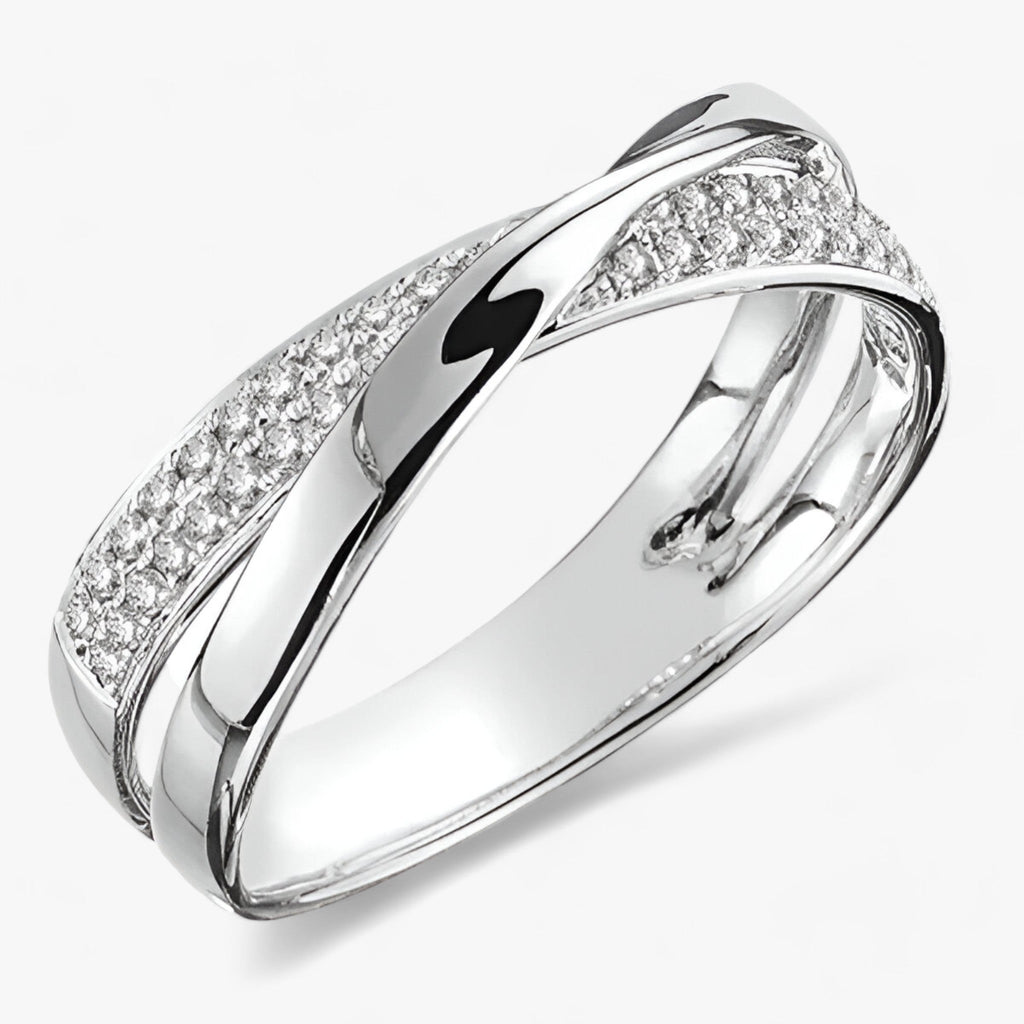Two-tone cross ring - trendy style