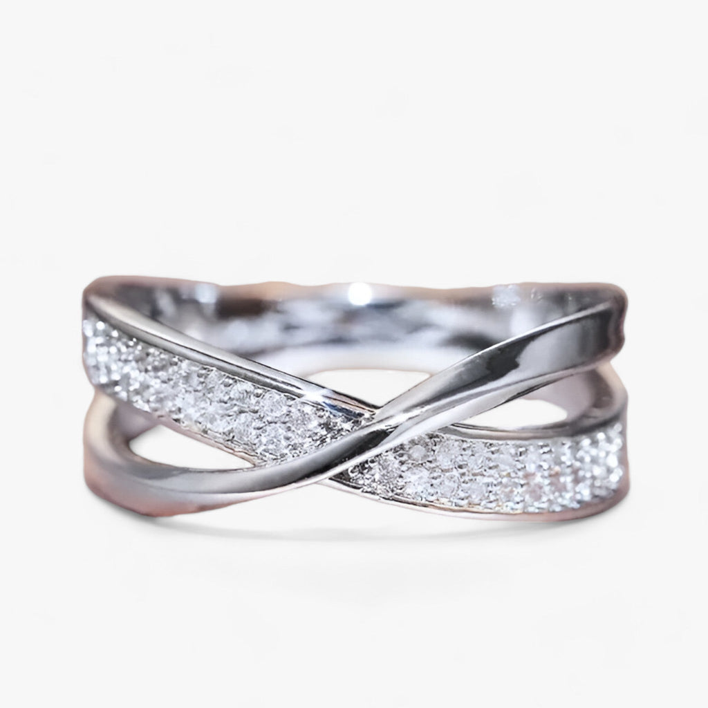 Two-tone cross ring - trendy style