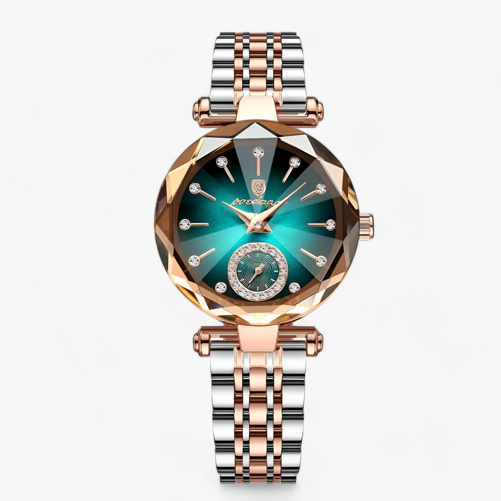 Valenzora | Luxury women's stainless steel wristwatch with diamond accents
