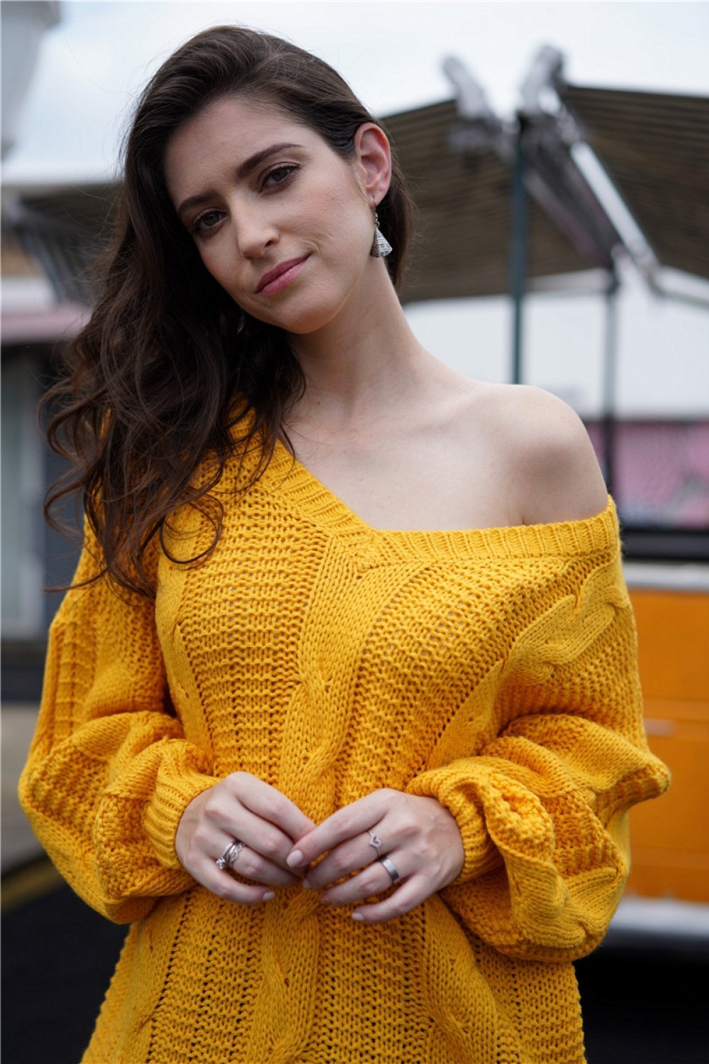 Valenzora einfaches grobgestricktes, weites Sweatshirt
