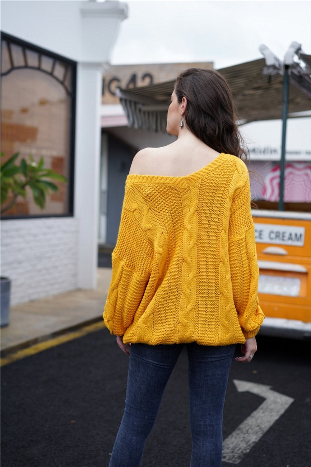 Valenzora einfaches grobgestricktes, weites Sweatshirt