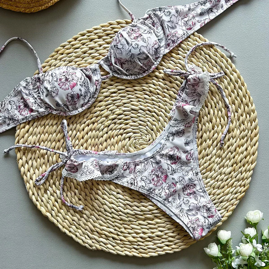 Valenzora | Floral Print Push Up Bikini