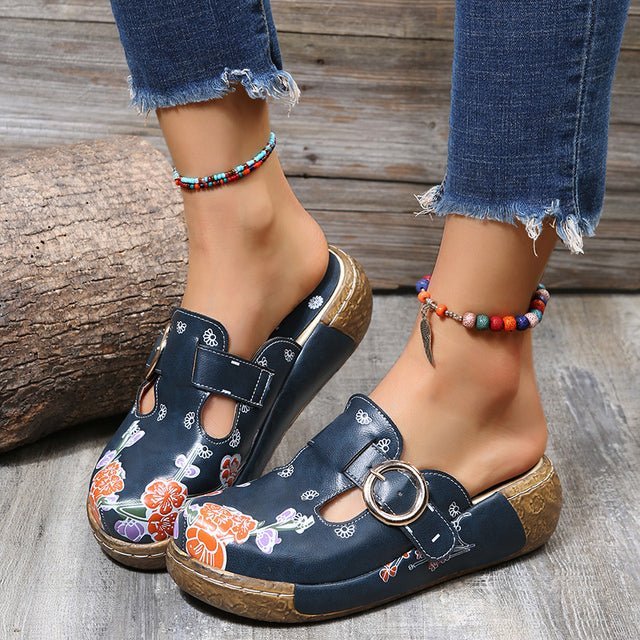 Valenzora | Floral Slippers with Buckle