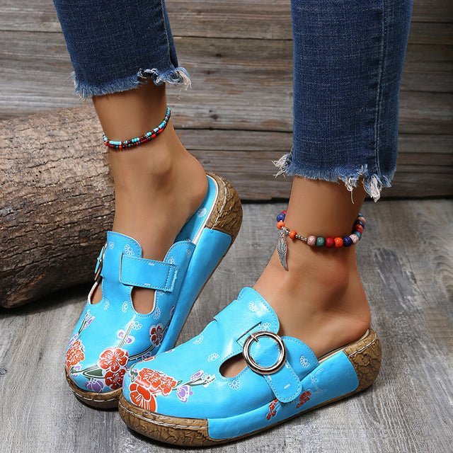 Valenzora | Floral Slippers with Buckle