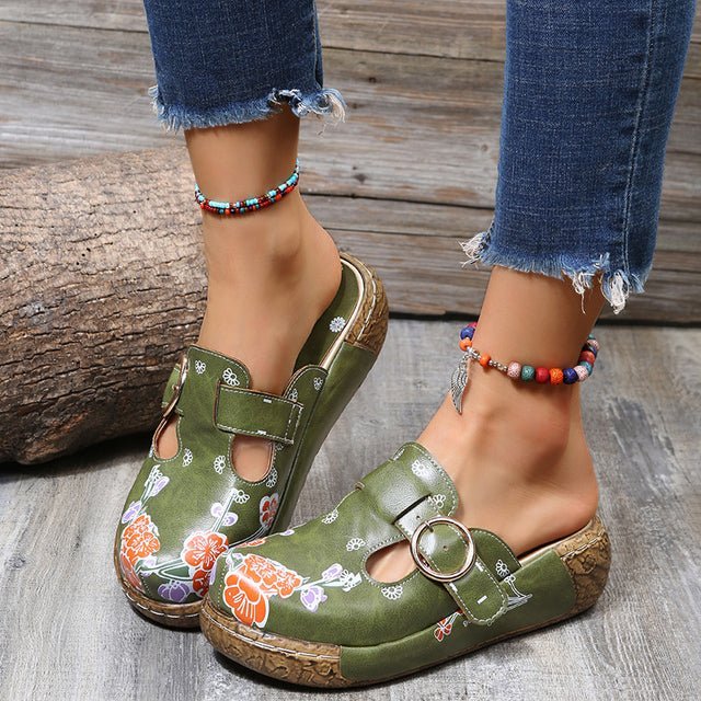 Valenzora | Floral Slippers with Buckle