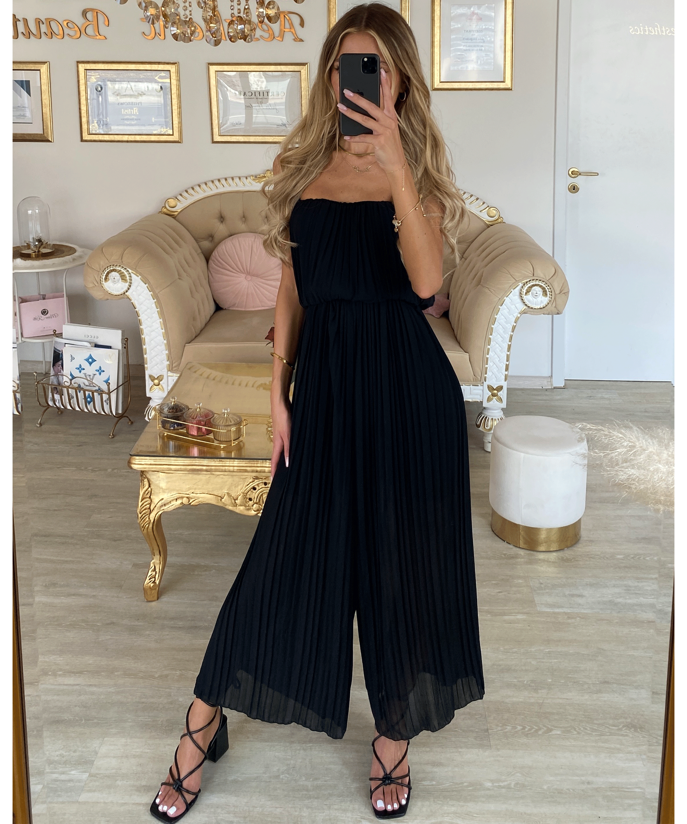 Pleated One-Piece Black