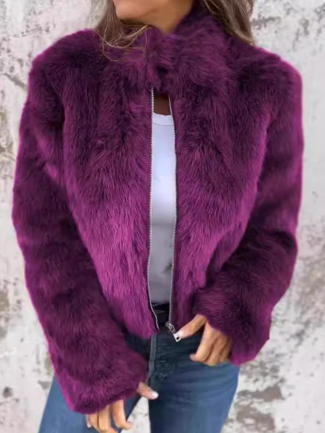 Valenzora | Elegant fur coat with zipper closure