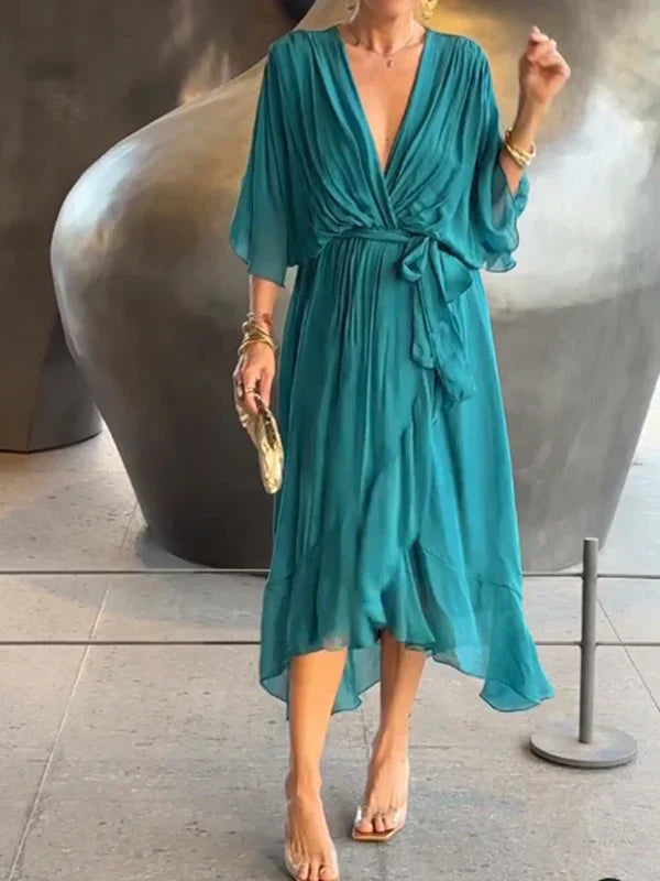 Valenzora | Chiffonkleid mit V-Ausschnitt, elegant und stilvoll