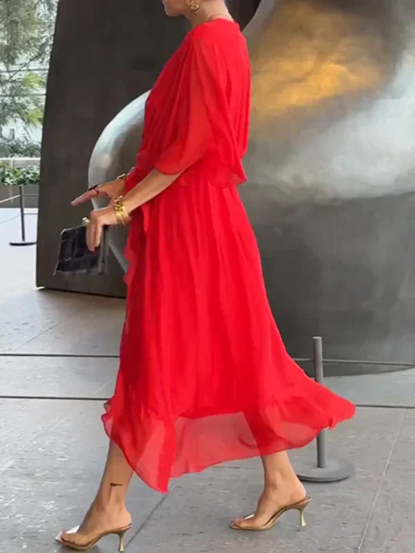 Valenzora | Chiffonkleid mit V-Ausschnitt, elegant und stilvoll