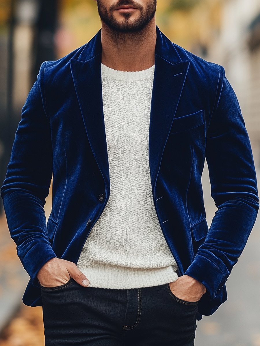 Valenzora | Vintage Velvet Single-Breasted Suit Jacket Elegant & Stylish