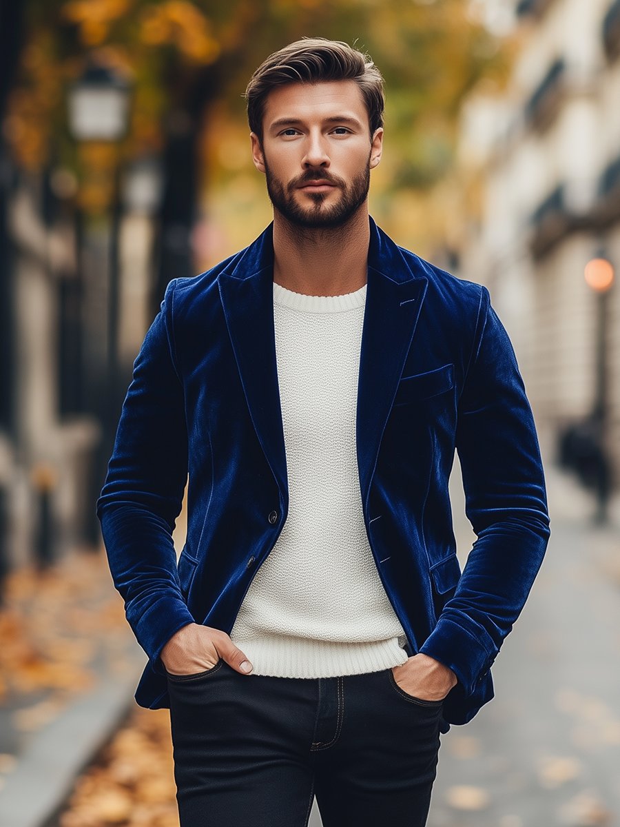 Valenzora | Vintage Velvet Single-Breasted Suit Jacket Elegant & Stylish