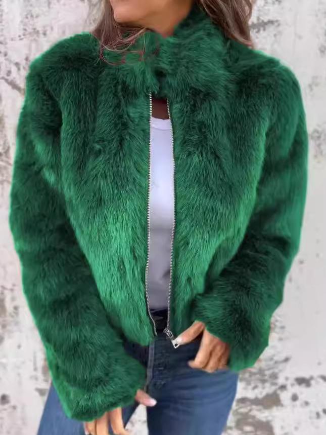Valenzora | Elegant fur coat with zipper closure