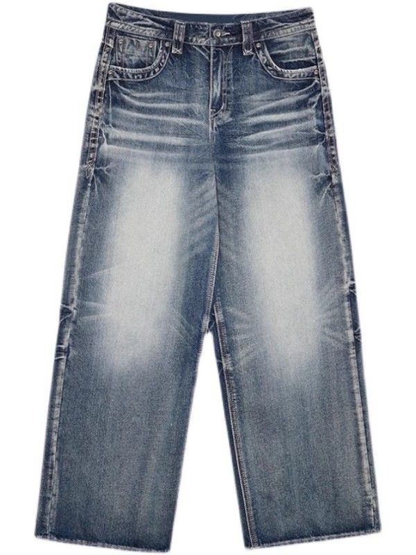 Valenzora | Hop Washed Distressed High Waist Baggy Jeans