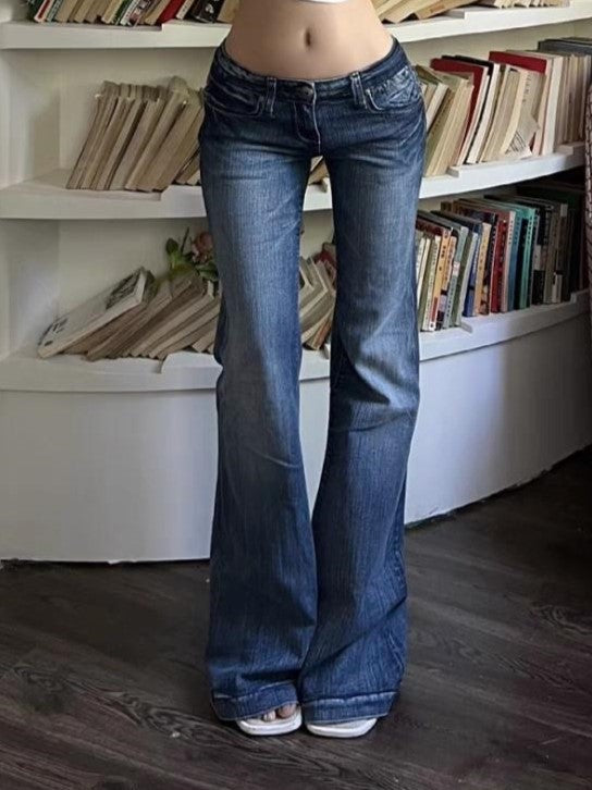 Valenzora | Blue Washed Low Waist Flare Jeans