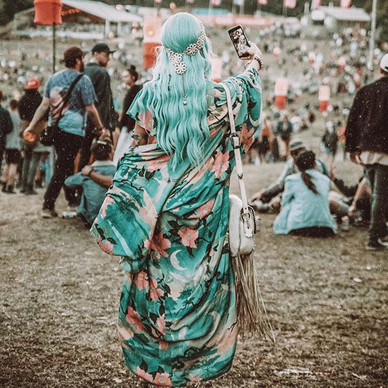 Valenzora | Green floral print kimono cardigan