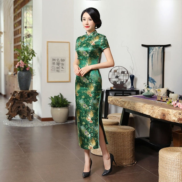 Valenzora | Green Rayon Cheongsam Chinese Classical