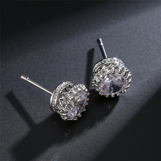 Valenzora | Austrian Imitation Pearl Snow Flower Bridal CZ Stud Earrings