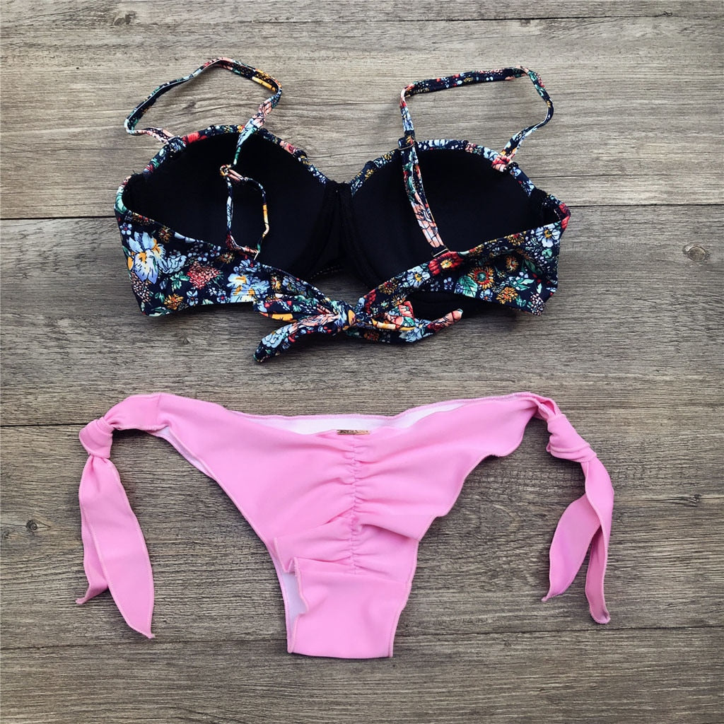 Valenzora | Bandeau-Bikini mit Blumenmuster