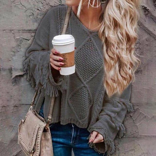 Valenzora | Vintage Loose Fringe Sweater