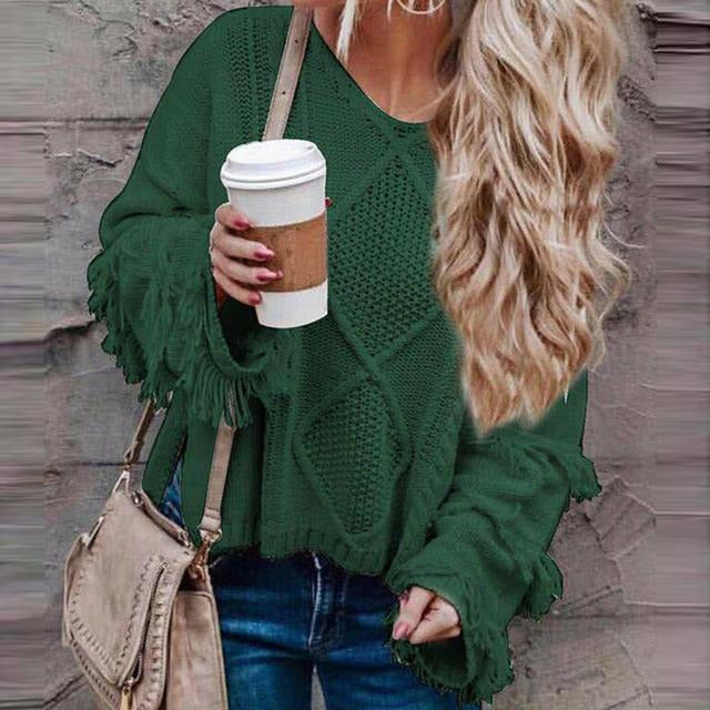 Valenzora | Vintage Loose Fransenpullover