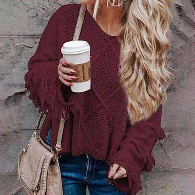 Valenzora | Vintage Loose Fransenpullover